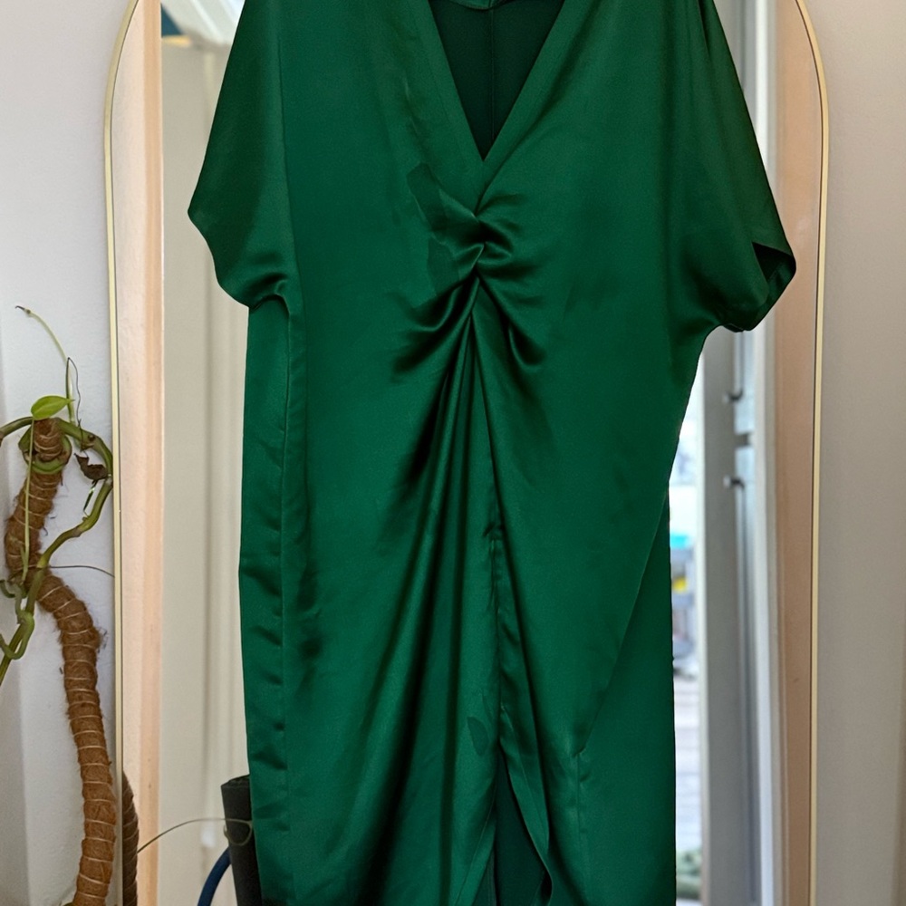 Elegant Green Satin Dress